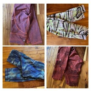 Lot of four pair Lululemon athletica Leggings, various patterns, all size 2